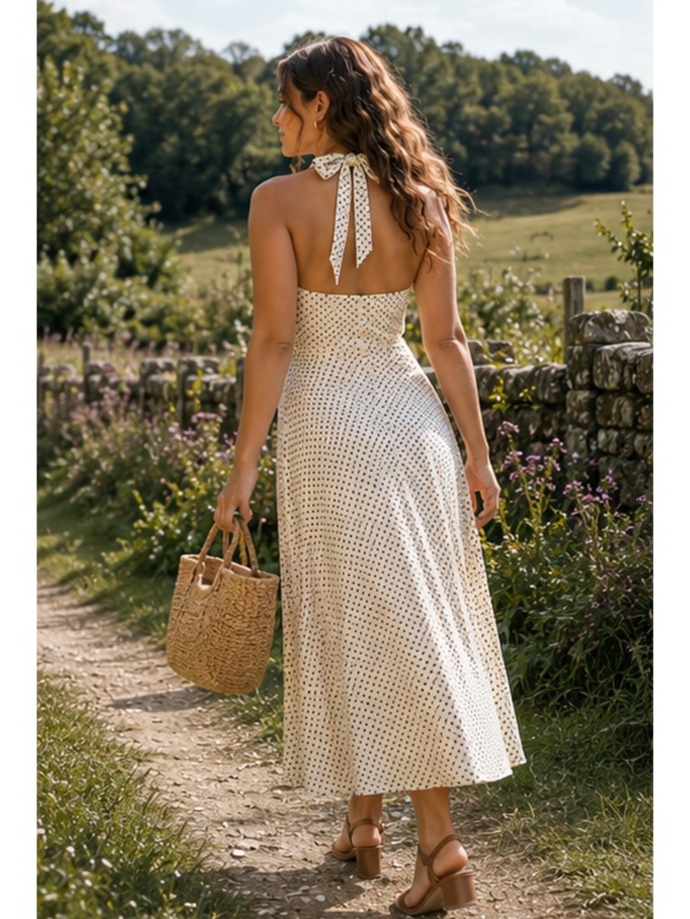 NWT DÔEN Mazarine Polka Dot Midi Dress in Portia Dot, Cream Size XL - Picture 7 of 17